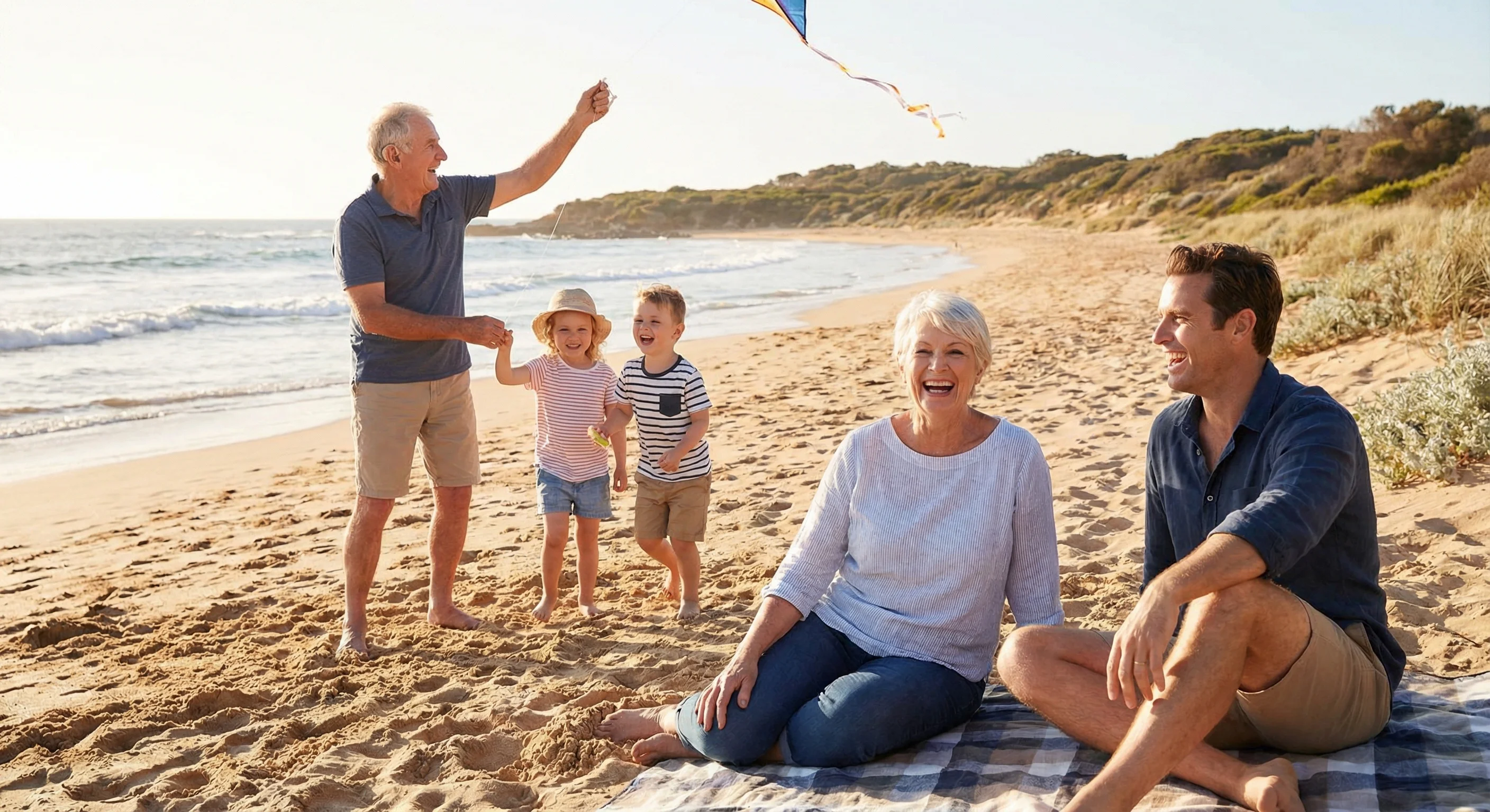 Multigenerational family enjoying quality time together - investing in hearing health at Hearing Care Caloundra