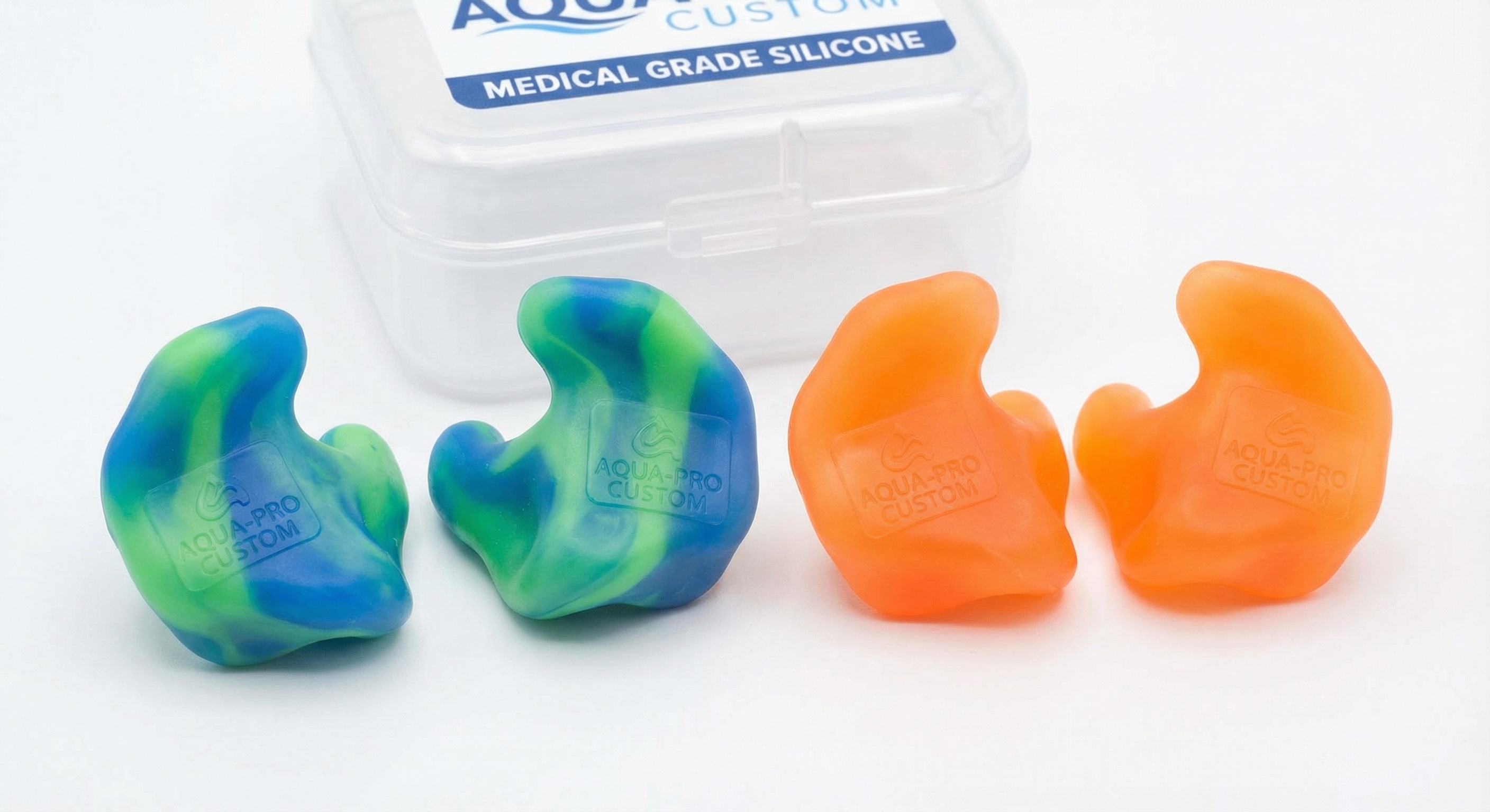 Custom molded silicone swim ear plugs for water protection