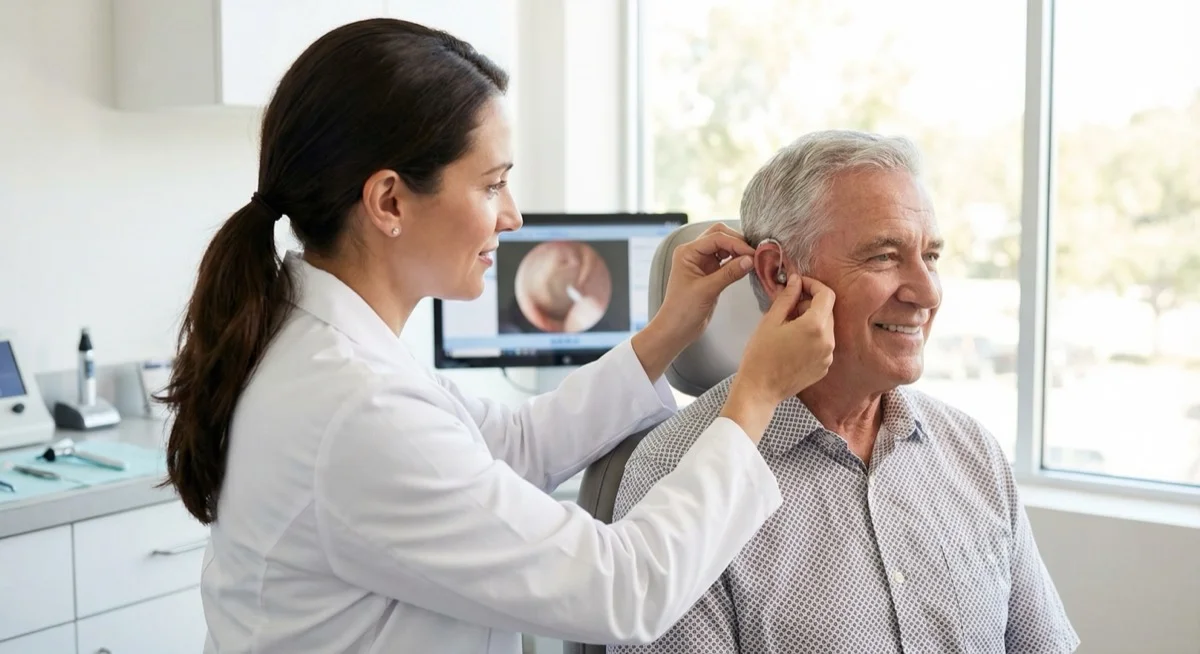 Professional hearing aid fitting by audiologist at Hearing Care Caloundra clinic